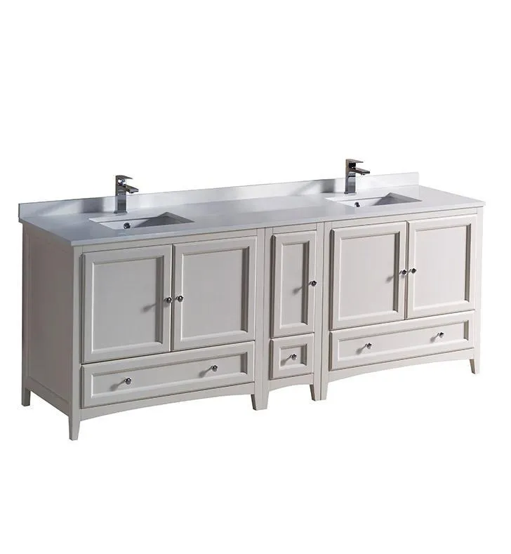 Fresca Oxford 84 Antique White Traditional Double Sink Bathroom Cabinets