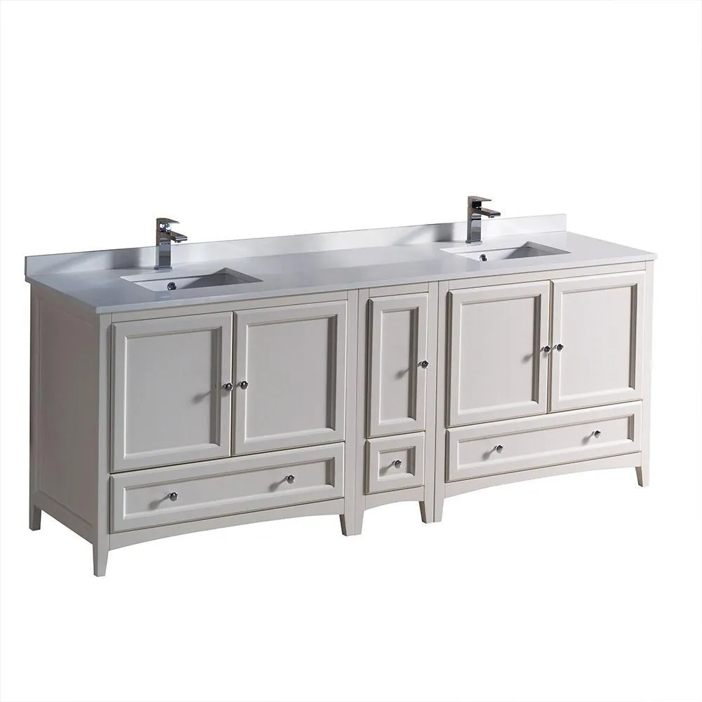 Fresca Oxford 84 Antique White Traditional Double Sink Bathroom Cabinets