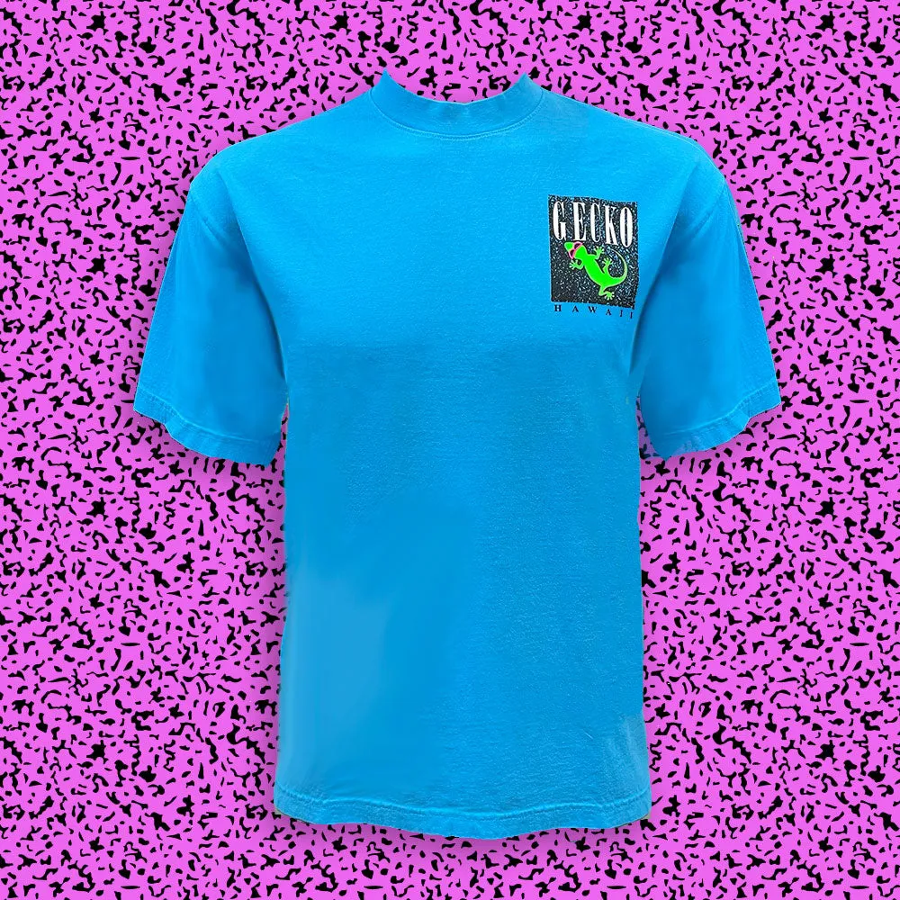 Gecko Marble - 1980s Neon Blue Razz (SINGLE STITCH NECK TEE)