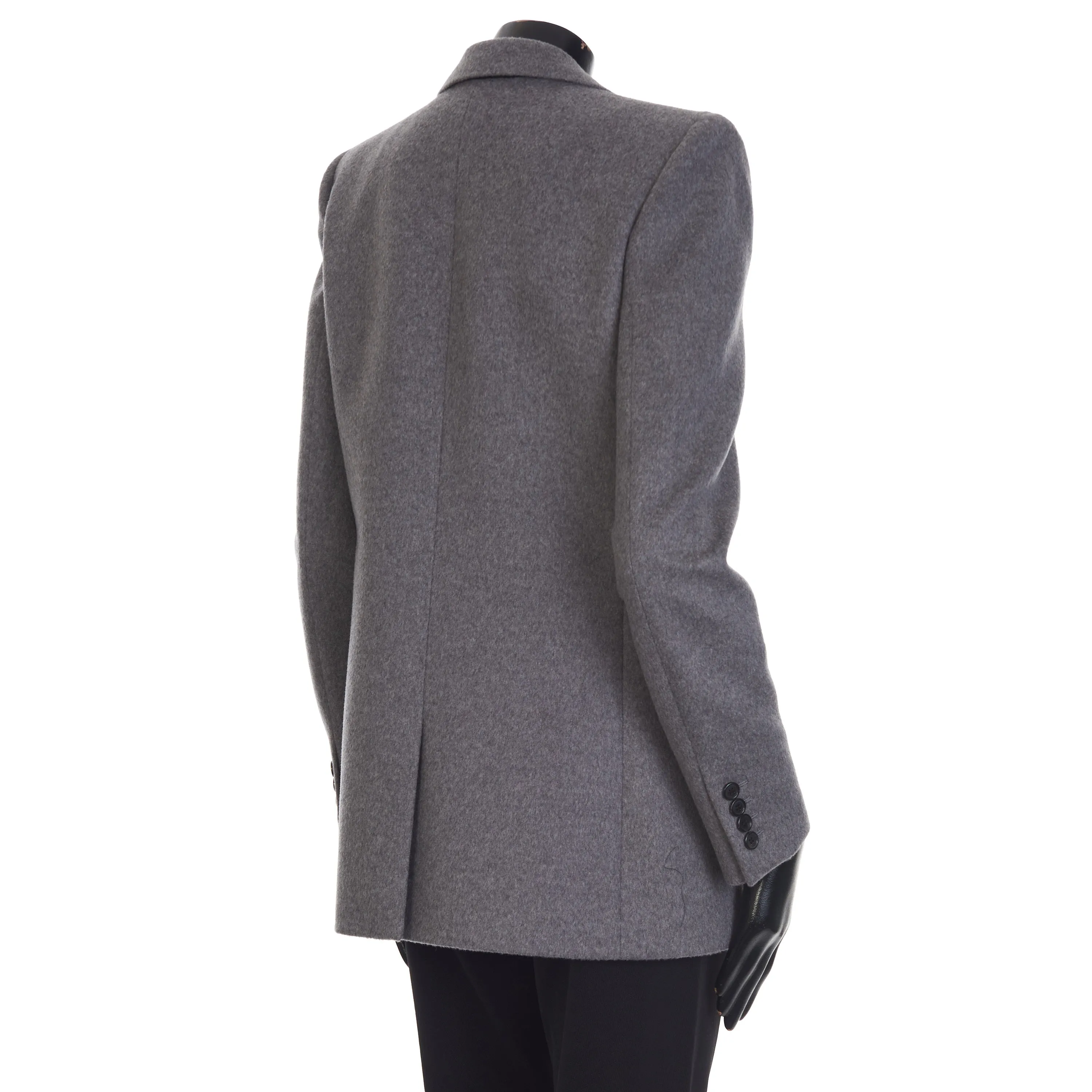 Gray Cashmere Wool Flannel Jacket - Single-breasted, Mulberry Silk Lining