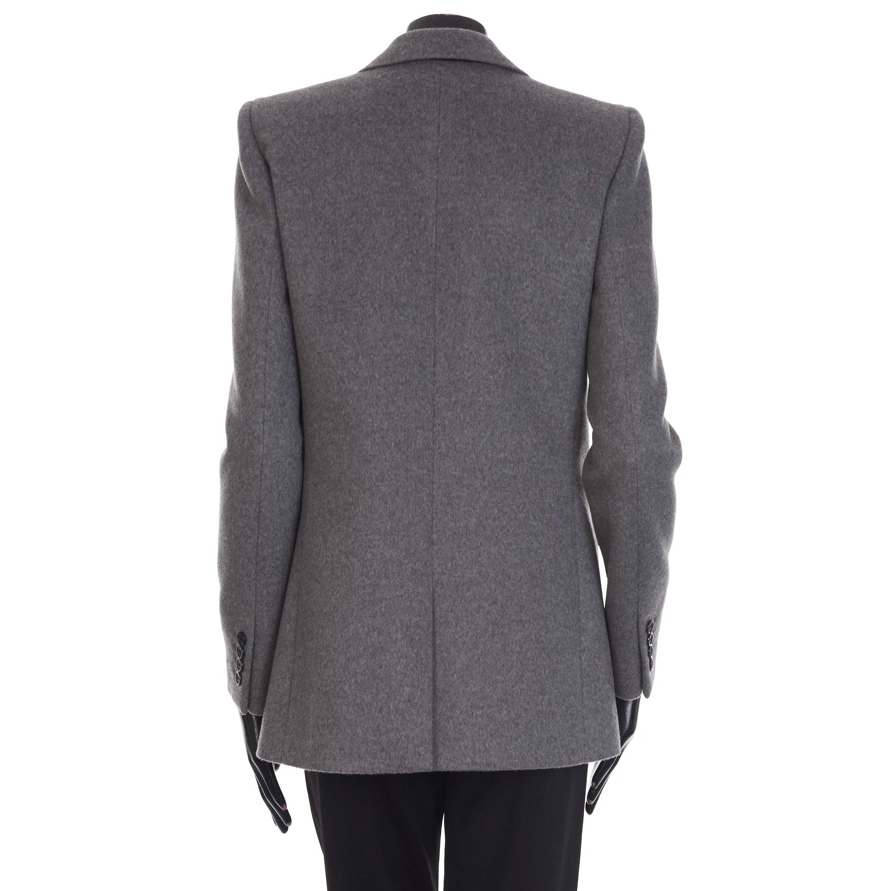 Gray Cashmere Wool Flannel Jacket - Single-breasted, Mulberry Silk Lining