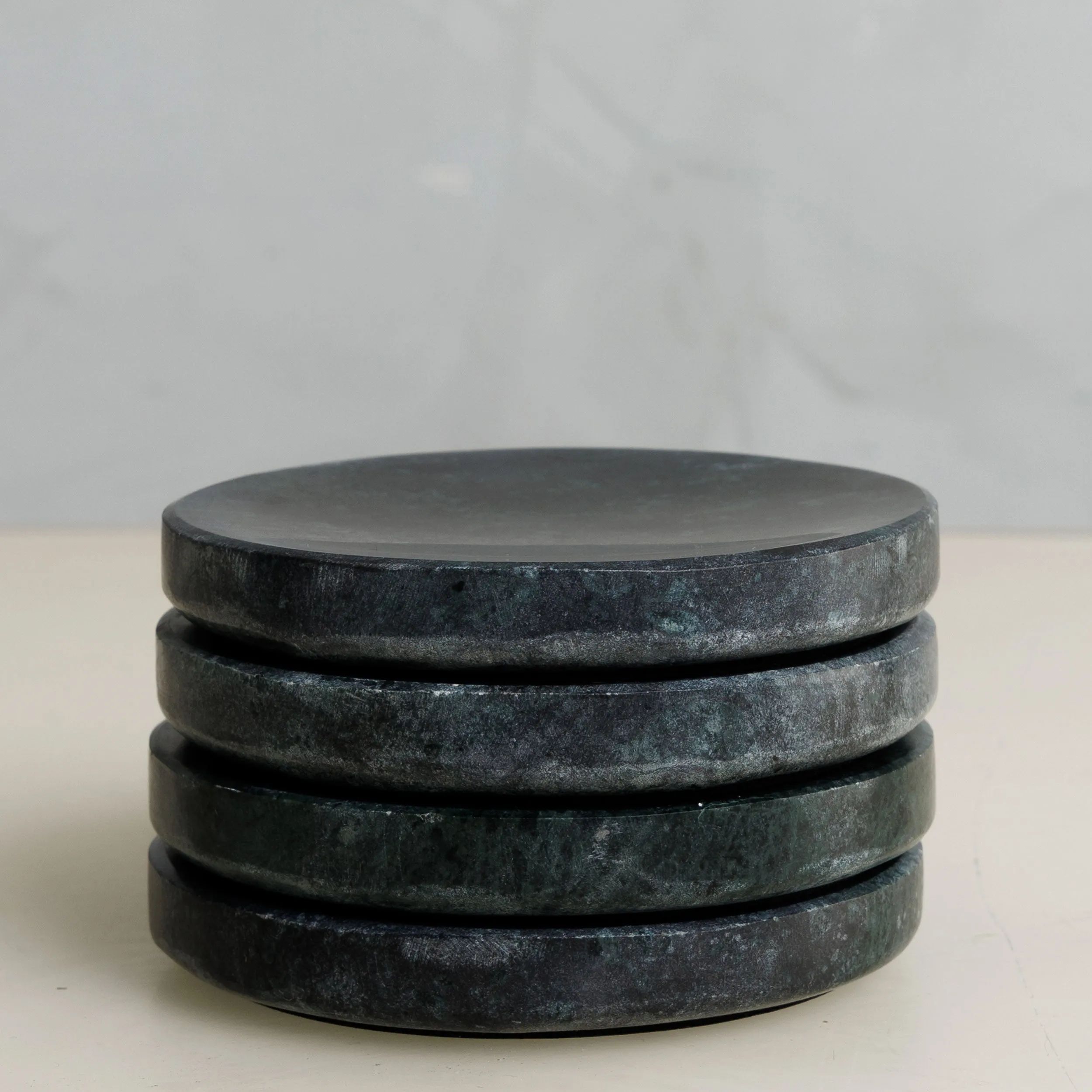 Green Marble Coasters, Set of 4