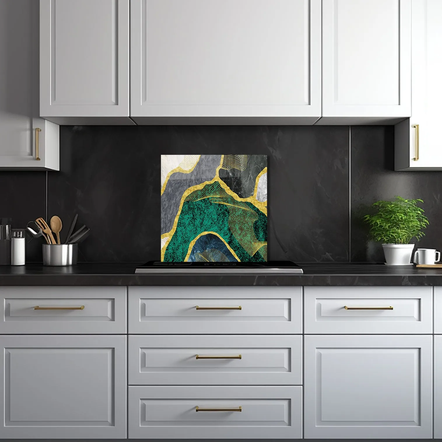 Green Marble - Glass Splashback