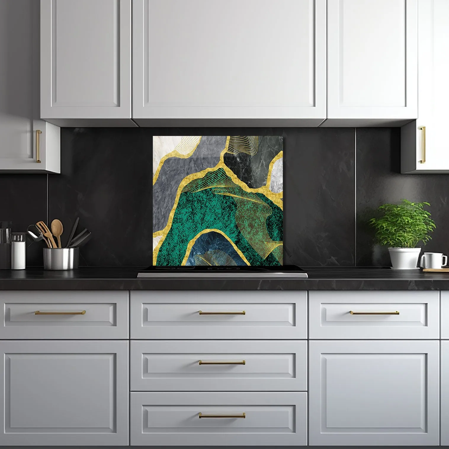 Green Marble - Glass Splashback