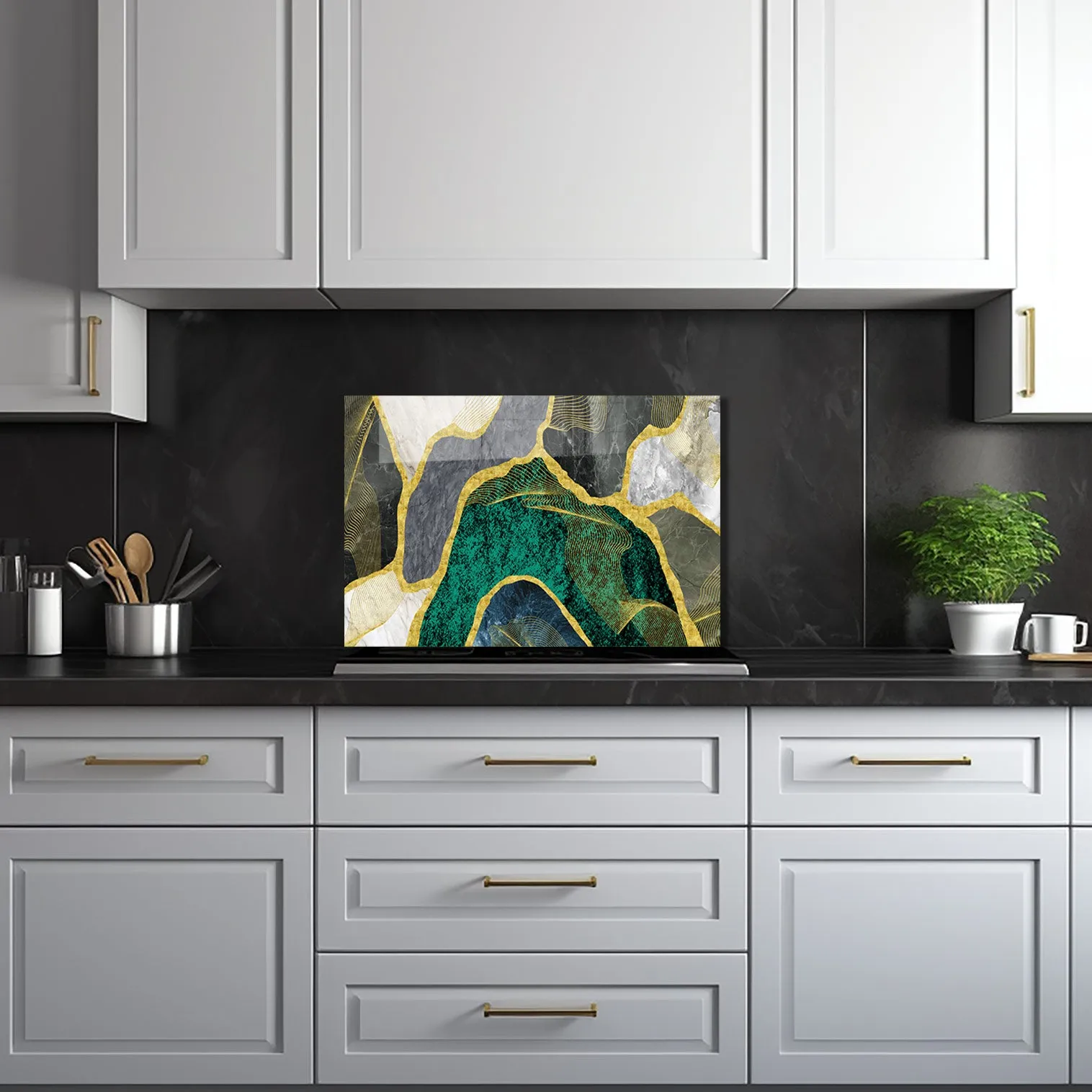 Green Marble - Glass Splashback