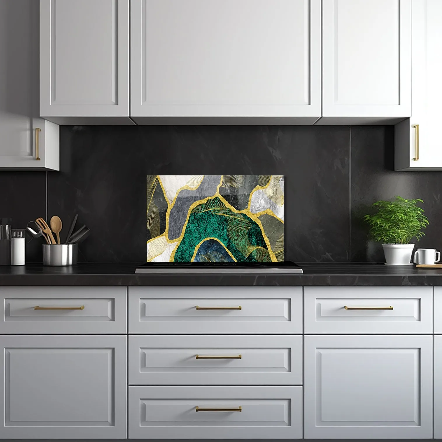 Green Marble - Glass Splashback