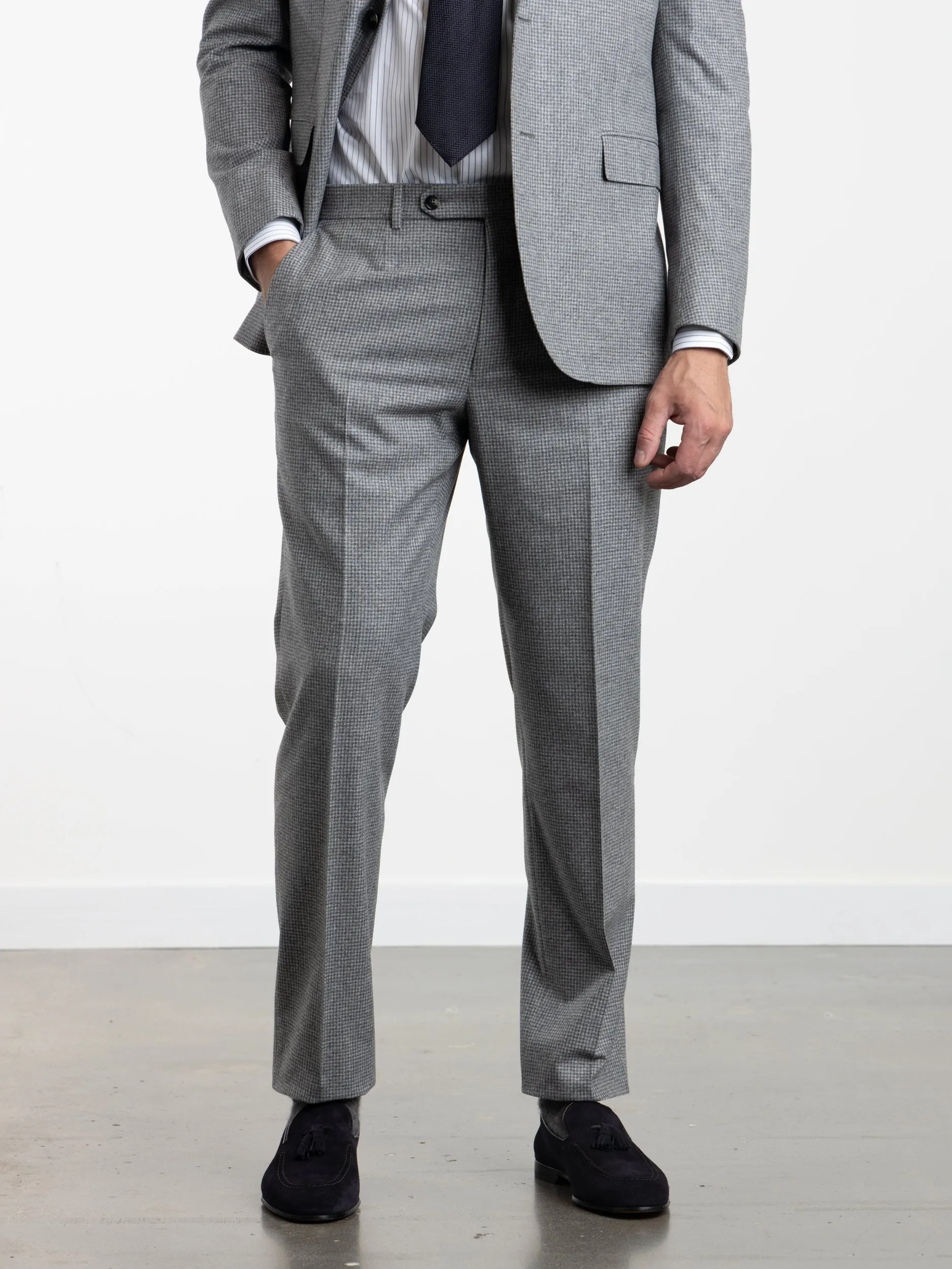 Grey Check Wool-Silk-Cashmere Suit