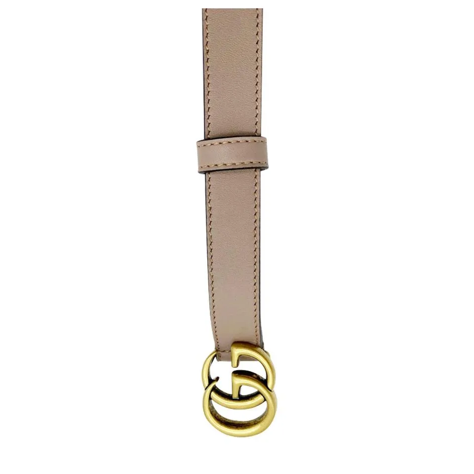 Gucci Beige Marmont New Double G Thin Nude .8cm Size 85 Belt