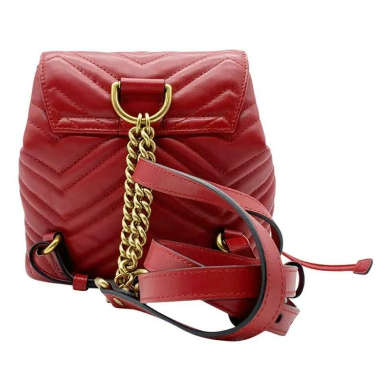 Gucci GG Shoulder Bag Marmont Mini Red Leather Backpack