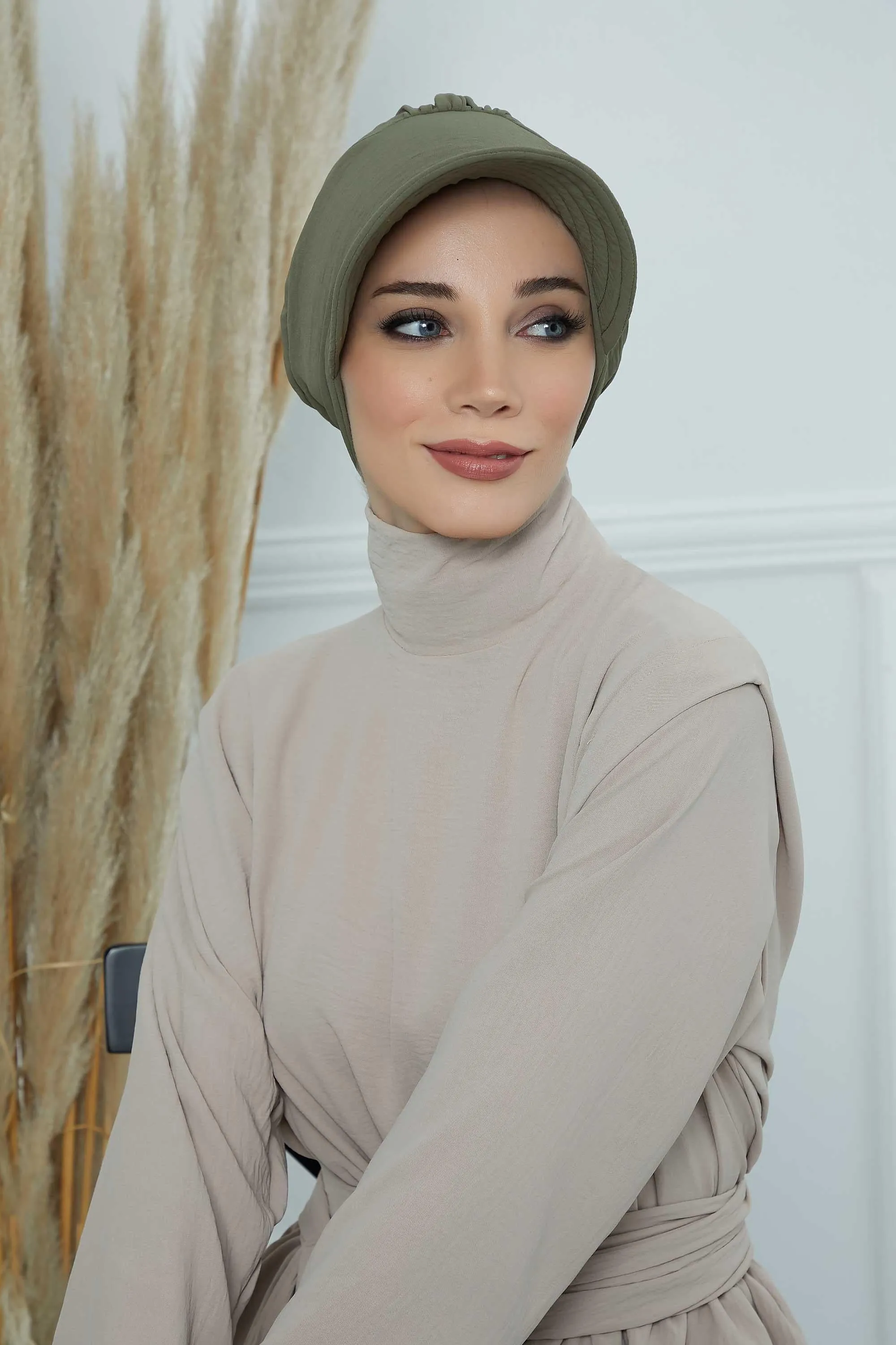 High Quality Newsboy Women Hat, Pre-Tied Turban made from High Quality Wrinkle-Resistant Aerobin Fabric, Visored Instant Turban Cover,B-73A