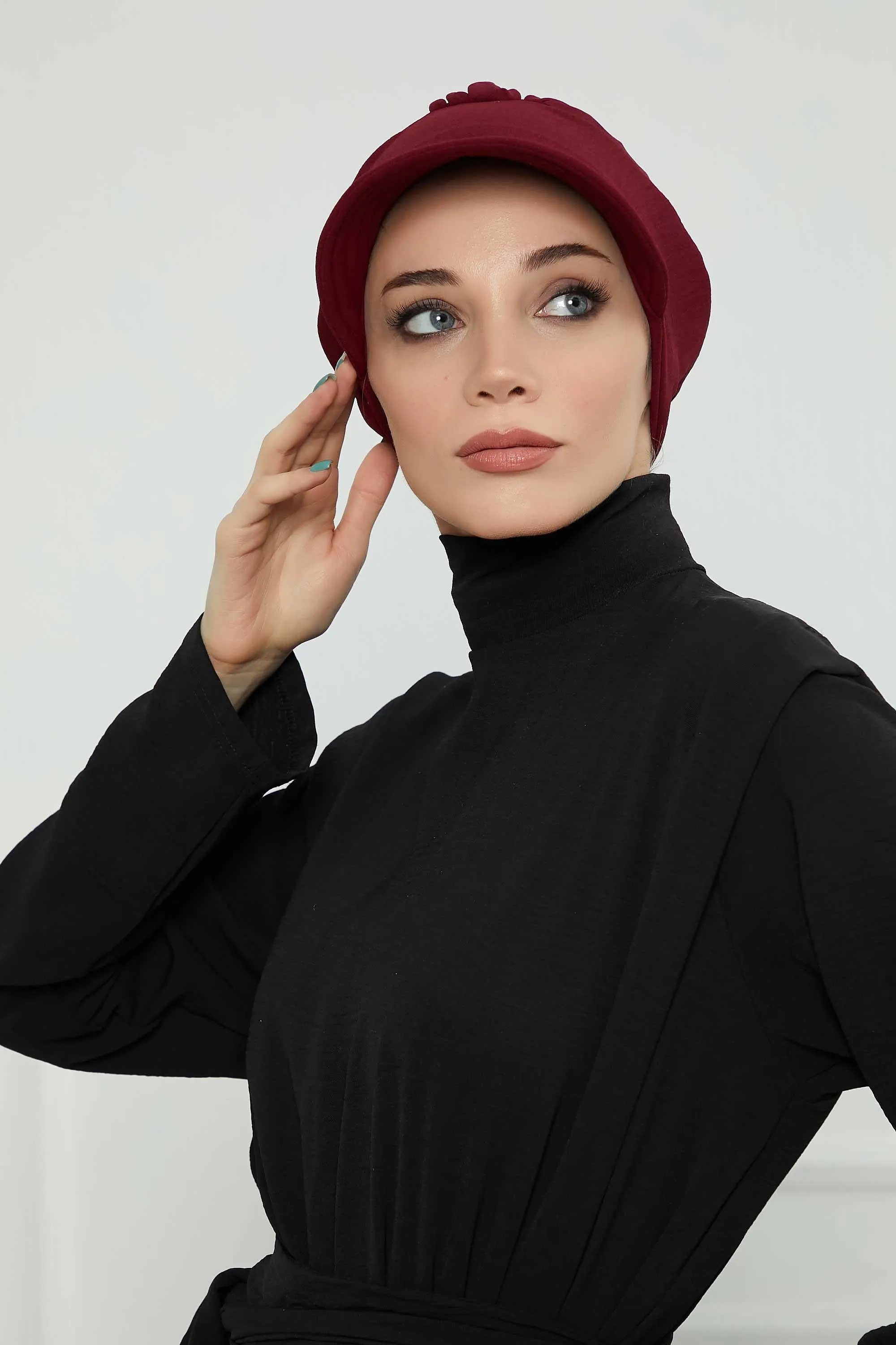 High Quality Newsboy Women Hat, Pre-Tied Turban made from High Quality Wrinkle-Resistant Aerobin Fabric, Visored Instant Turban Cover,B-73A