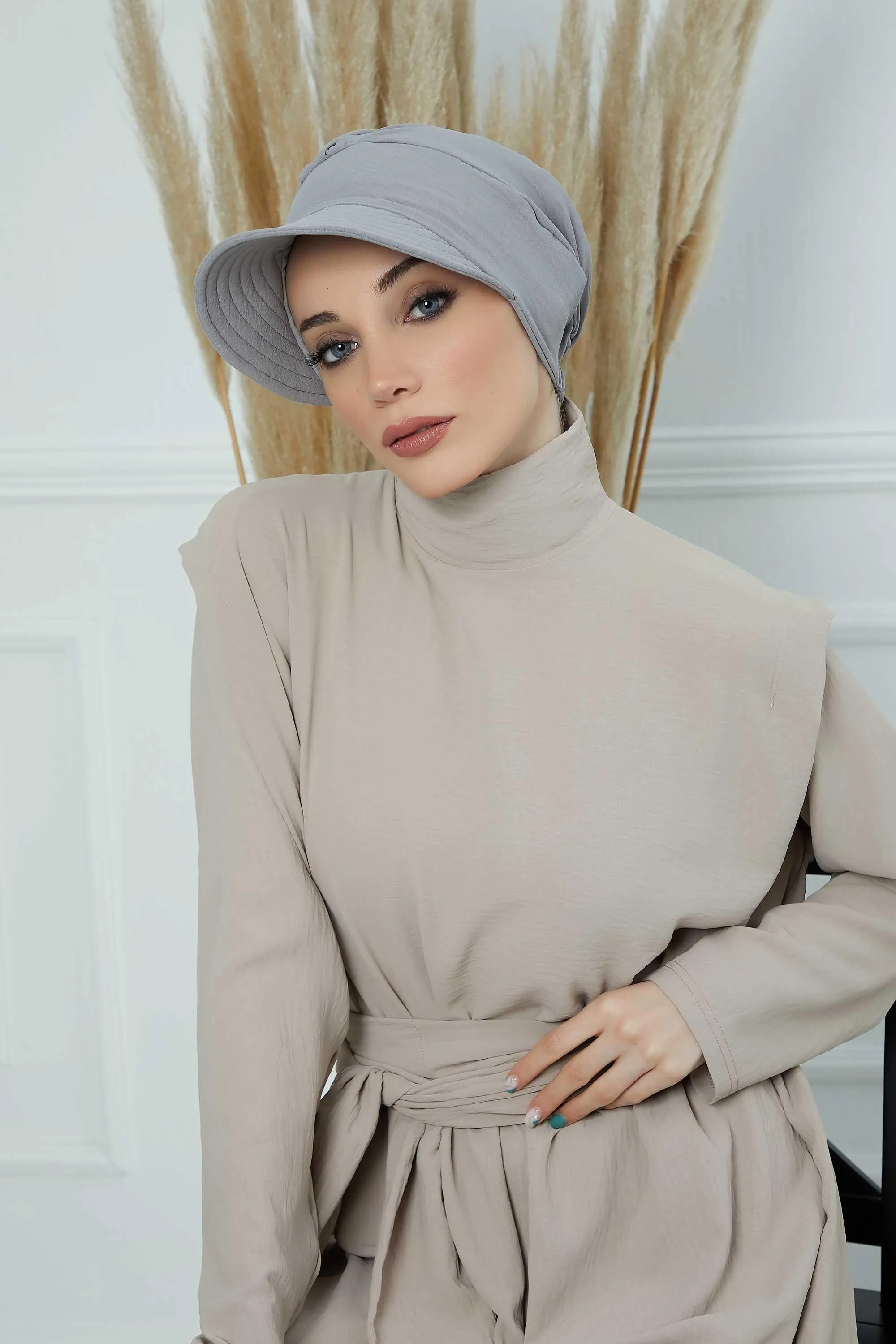 High Quality Newsboy Women Hat, Pre-Tied Turban made from High Quality Wrinkle-Resistant Aerobin Fabric, Visored Instant Turban Cover,B-73A