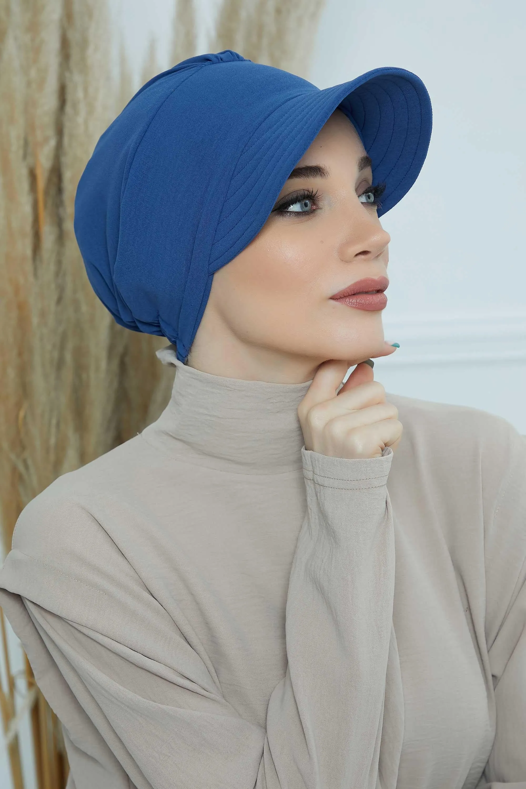 High Quality Newsboy Women Hat, Pre-Tied Turban made from High Quality Wrinkle-Resistant Aerobin Fabric, Visored Instant Turban Cover,B-73A