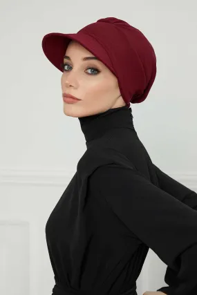 High Quality Newsboy Women Hat, Pre-Tied Turban made from High Quality Wrinkle-Resistant Aerobin Fabric, Visored Instant Turban Cover,B-73A