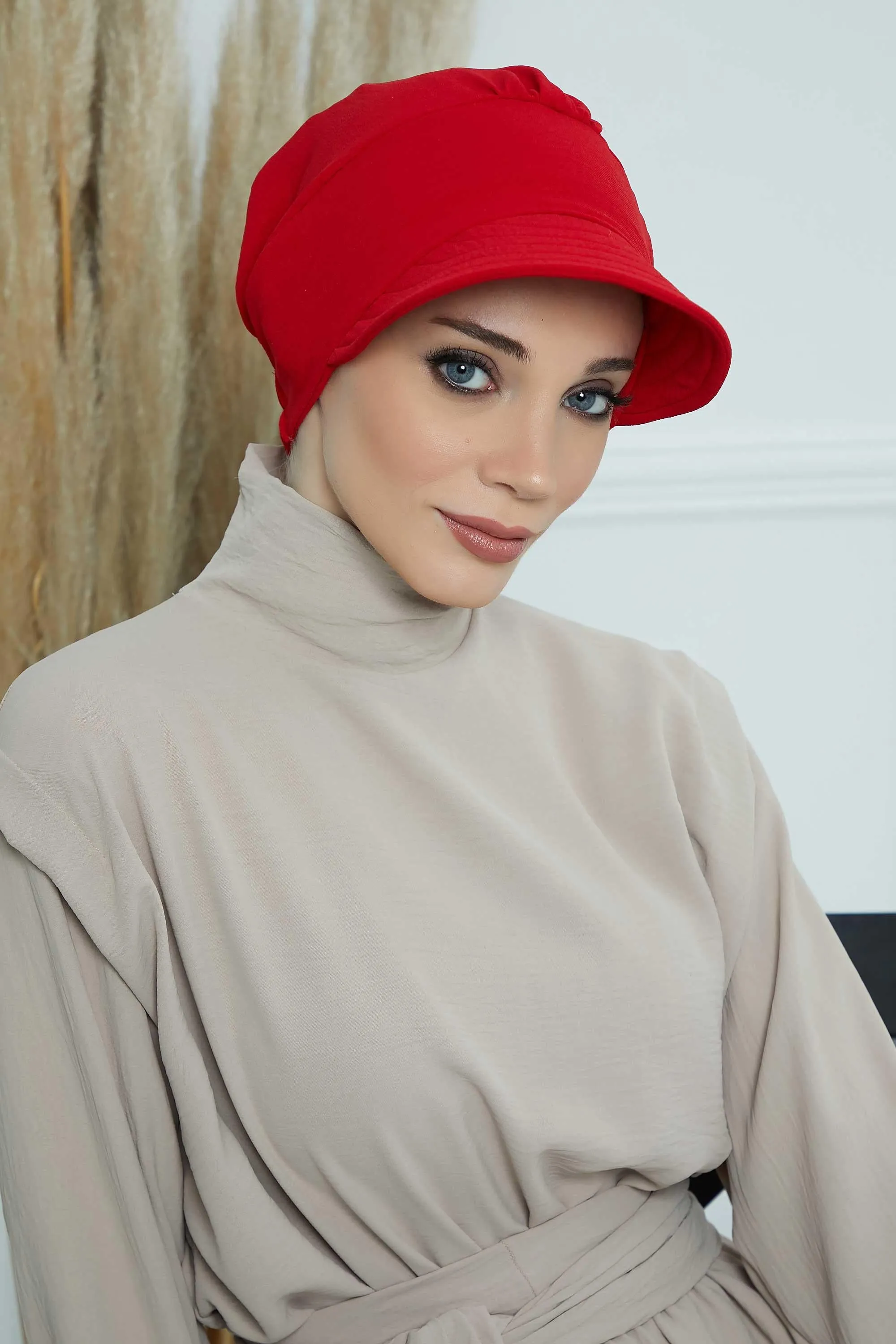 High Quality Newsboy Women Hat, Pre-Tied Turban made from High Quality Wrinkle-Resistant Aerobin Fabric, Visored Instant Turban Cover,B-73A