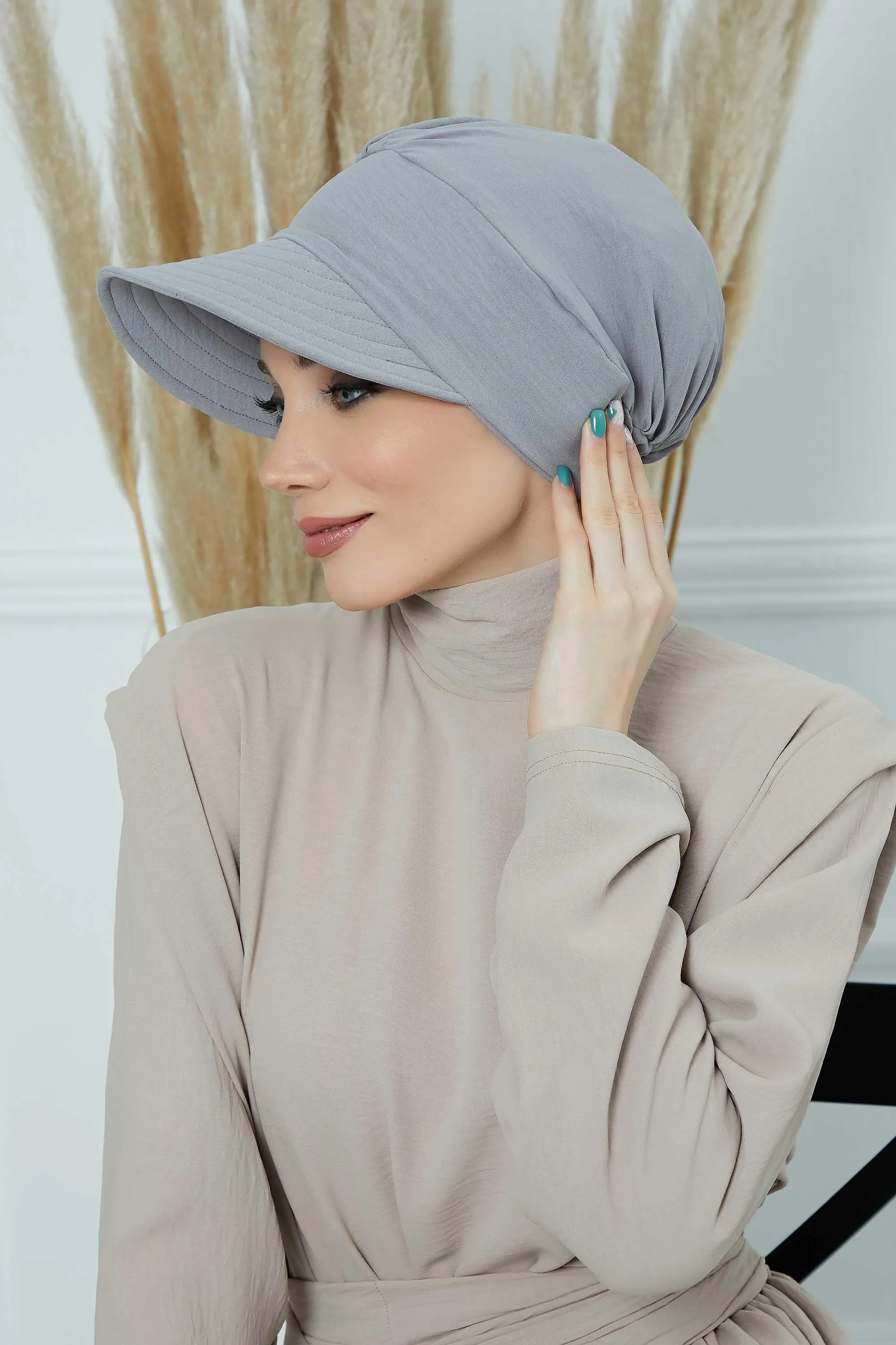 High Quality Newsboy Women Hat, Pre-Tied Turban made from High Quality Wrinkle-Resistant Aerobin Fabric, Visored Instant Turban Cover,B-73A