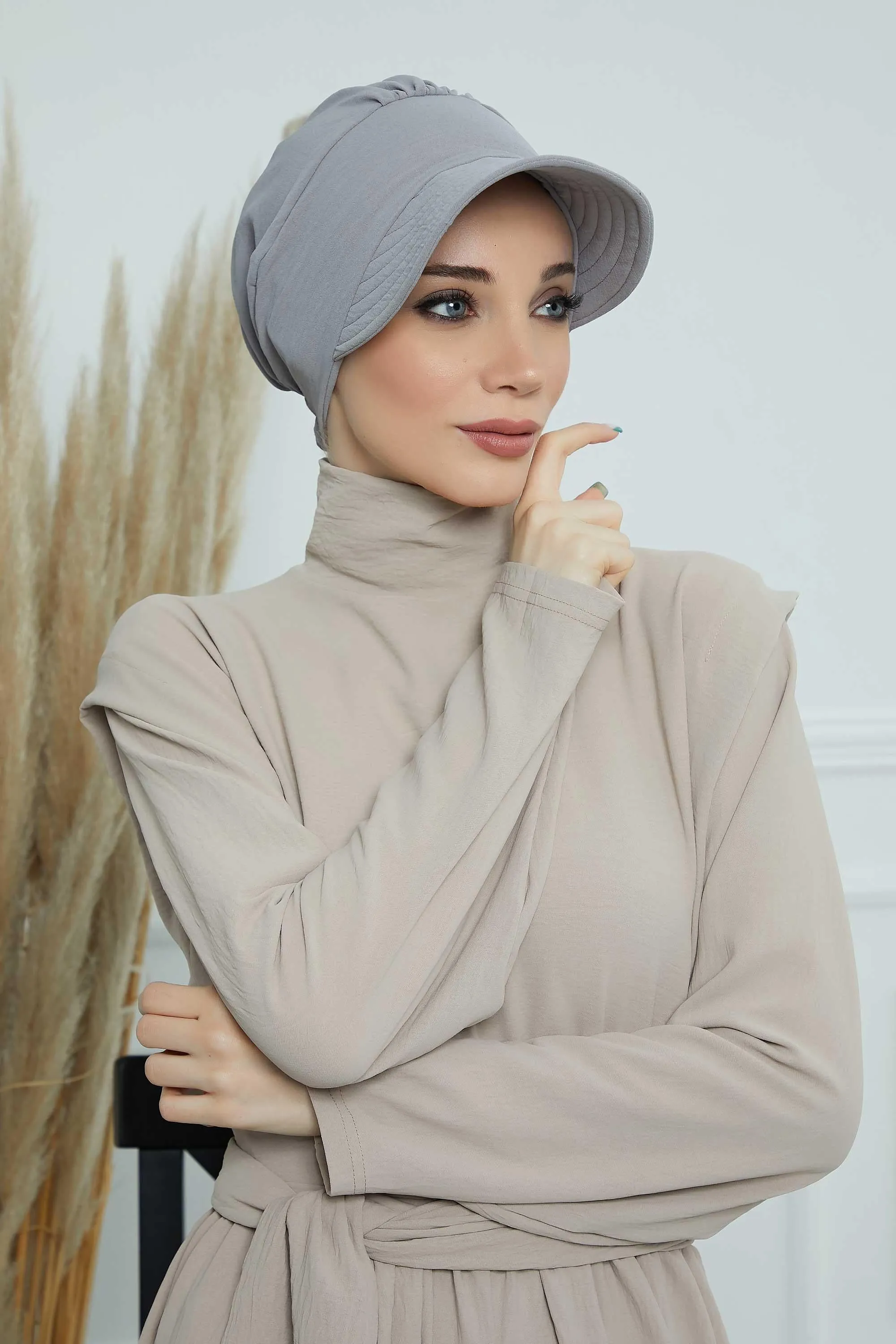 High Quality Newsboy Women Hat, Pre-Tied Turban made from High Quality Wrinkle-Resistant Aerobin Fabric, Visored Instant Turban Cover,B-73A