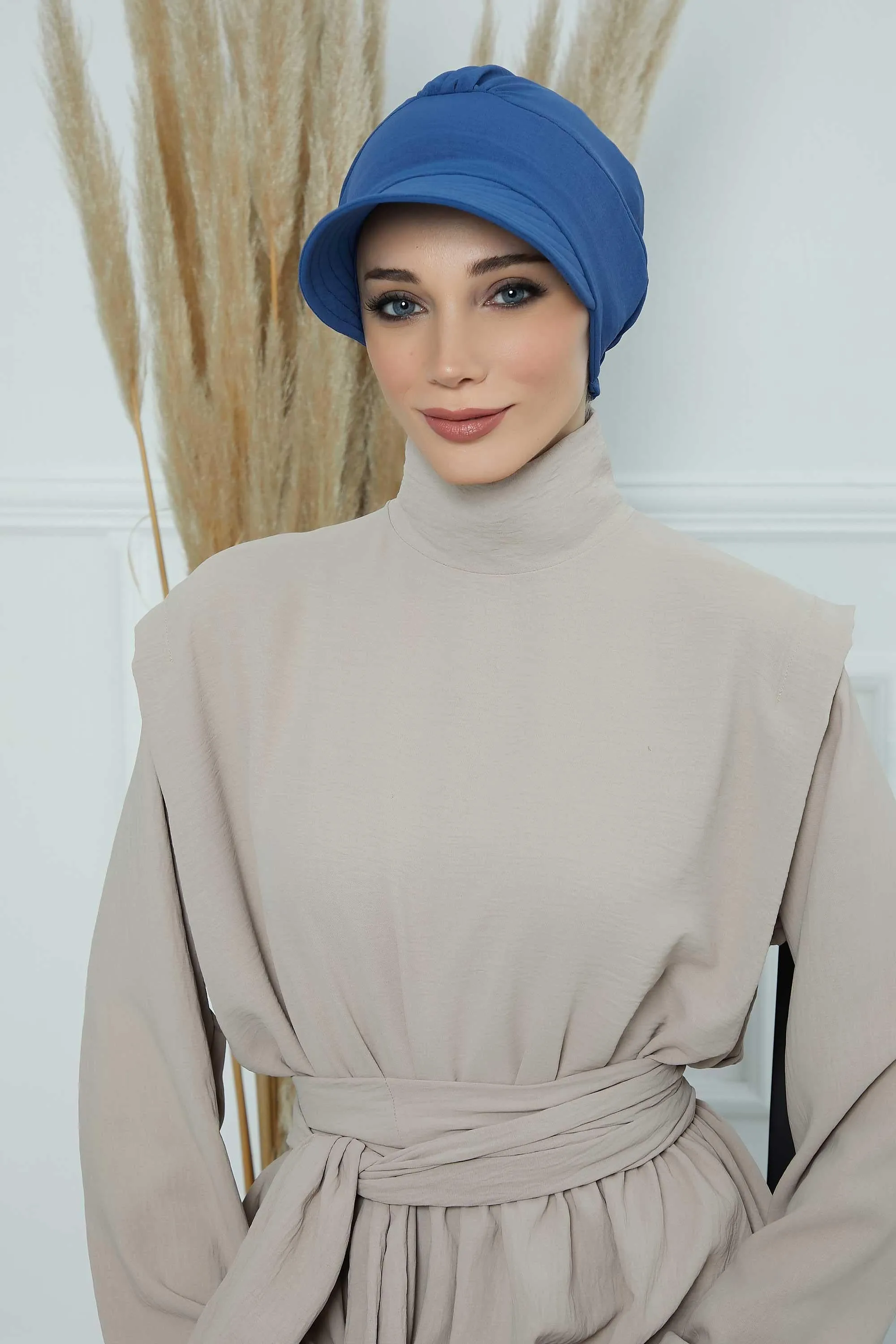 High Quality Newsboy Women Hat, Pre-Tied Turban made from High Quality Wrinkle-Resistant Aerobin Fabric, Visored Instant Turban Cover,B-73A