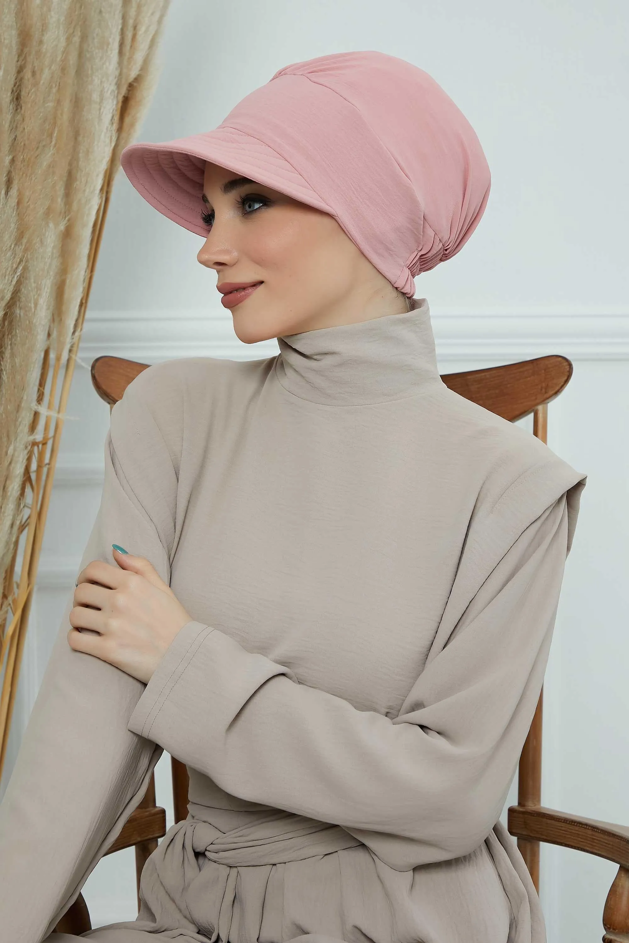 High Quality Newsboy Women Hat, Pre-Tied Turban made from High Quality Wrinkle-Resistant Aerobin Fabric, Visored Instant Turban Cover,B-73A