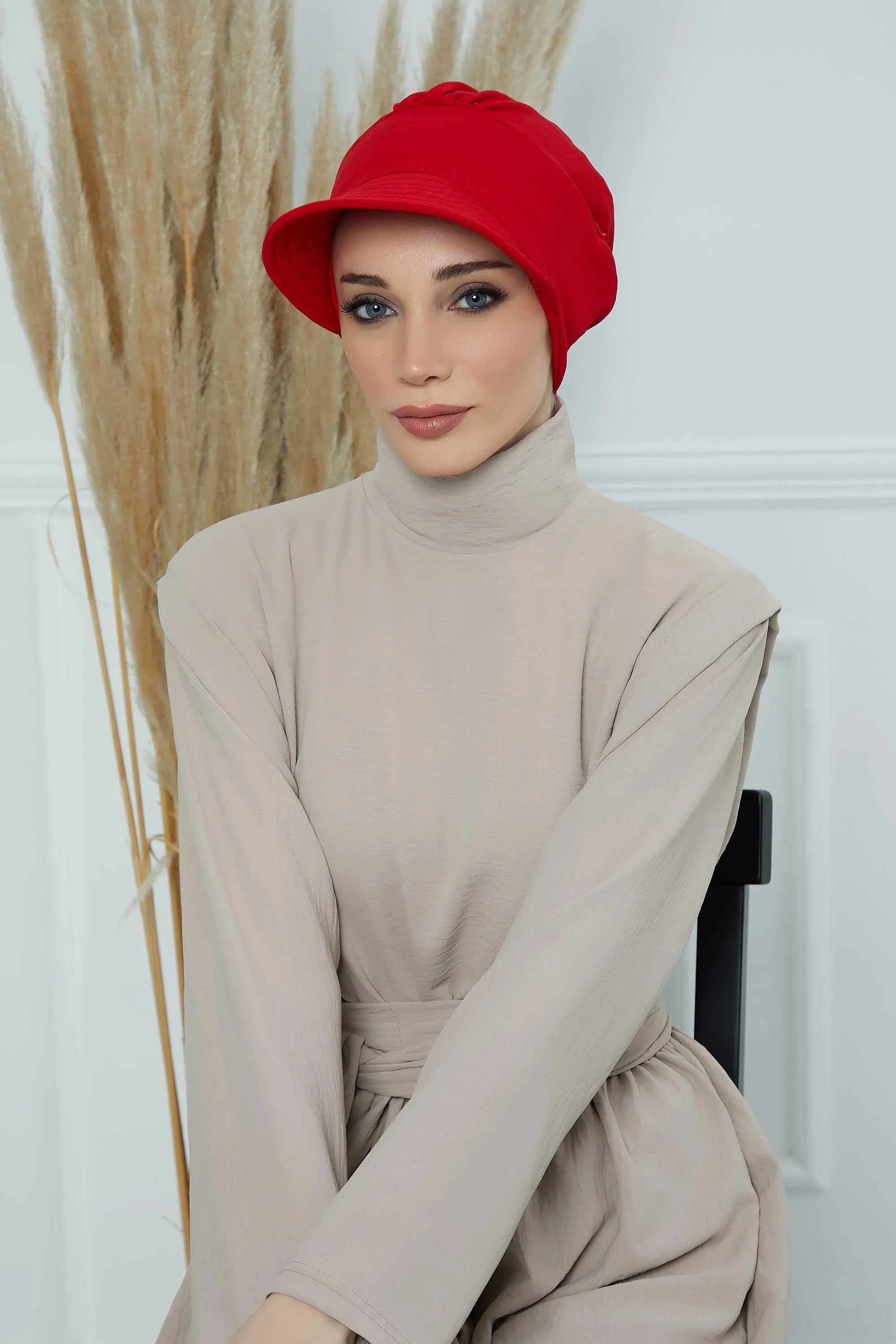 High Quality Newsboy Women Hat, Pre-Tied Turban made from High Quality Wrinkle-Resistant Aerobin Fabric, Visored Instant Turban Cover,B-73A