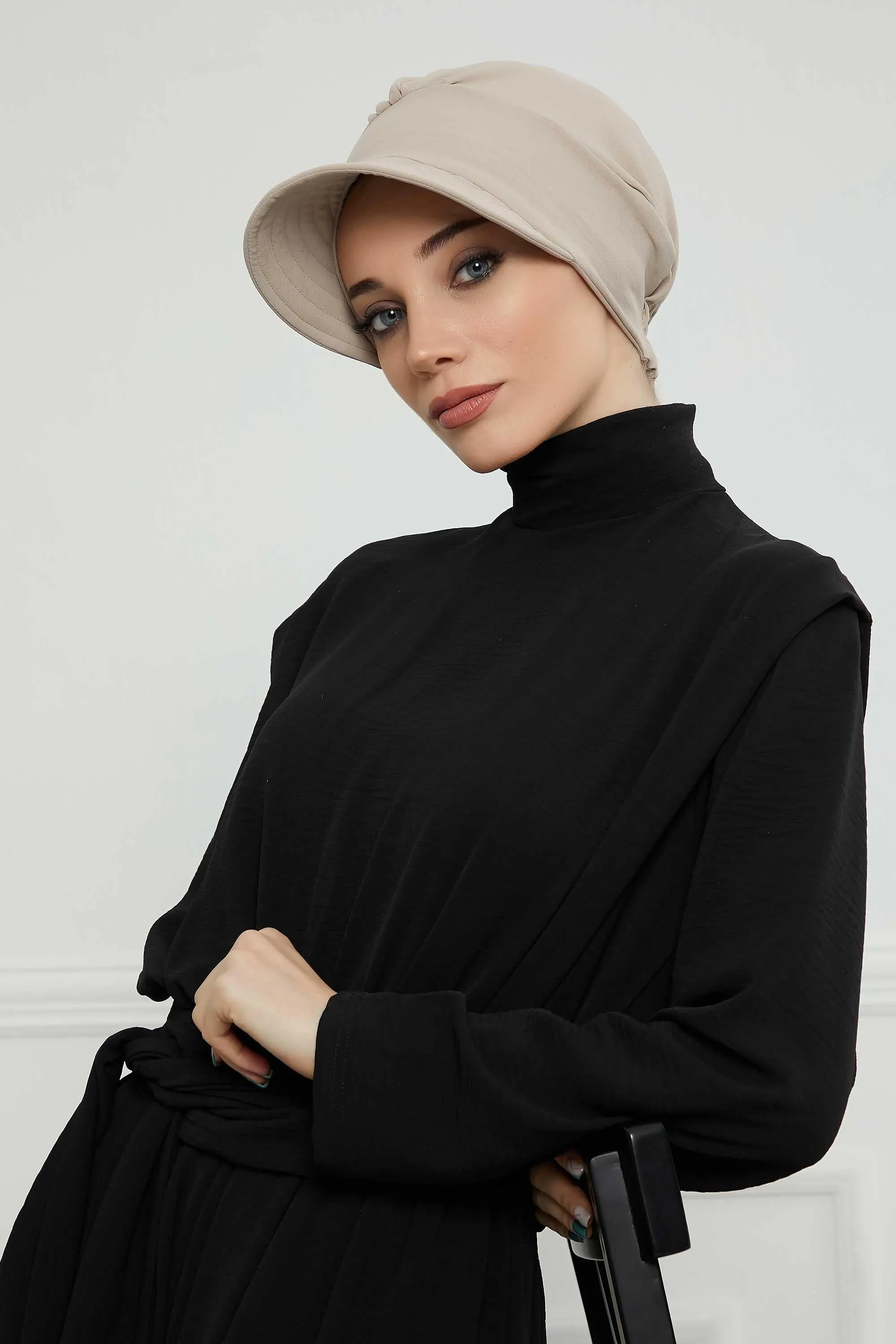 High Quality Newsboy Women Hat, Pre-Tied Turban made from High Quality Wrinkle-Resistant Aerobin Fabric, Visored Instant Turban Cover,B-73A