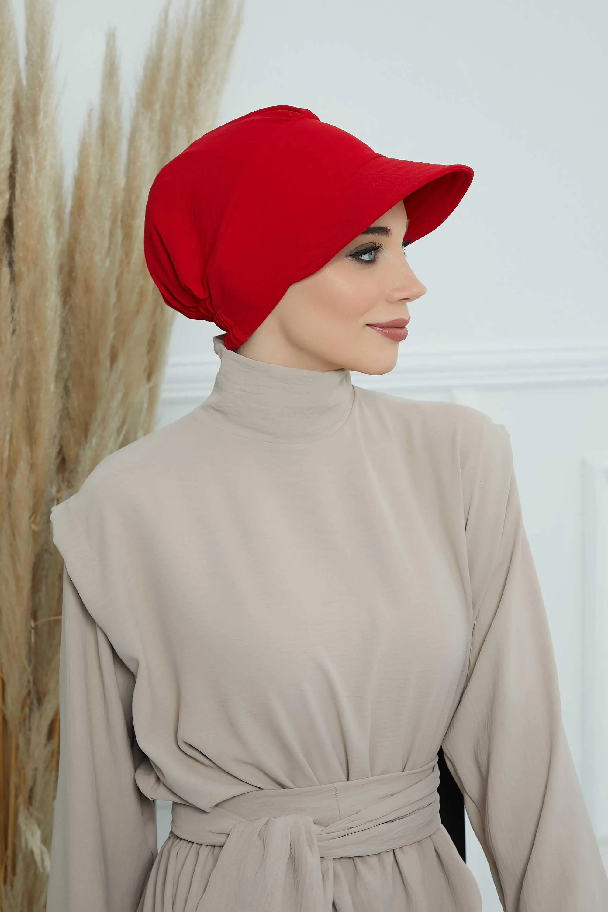 High Quality Newsboy Women Hat, Pre-Tied Turban made from High Quality Wrinkle-Resistant Aerobin Fabric, Visored Instant Turban Cover,B-73A