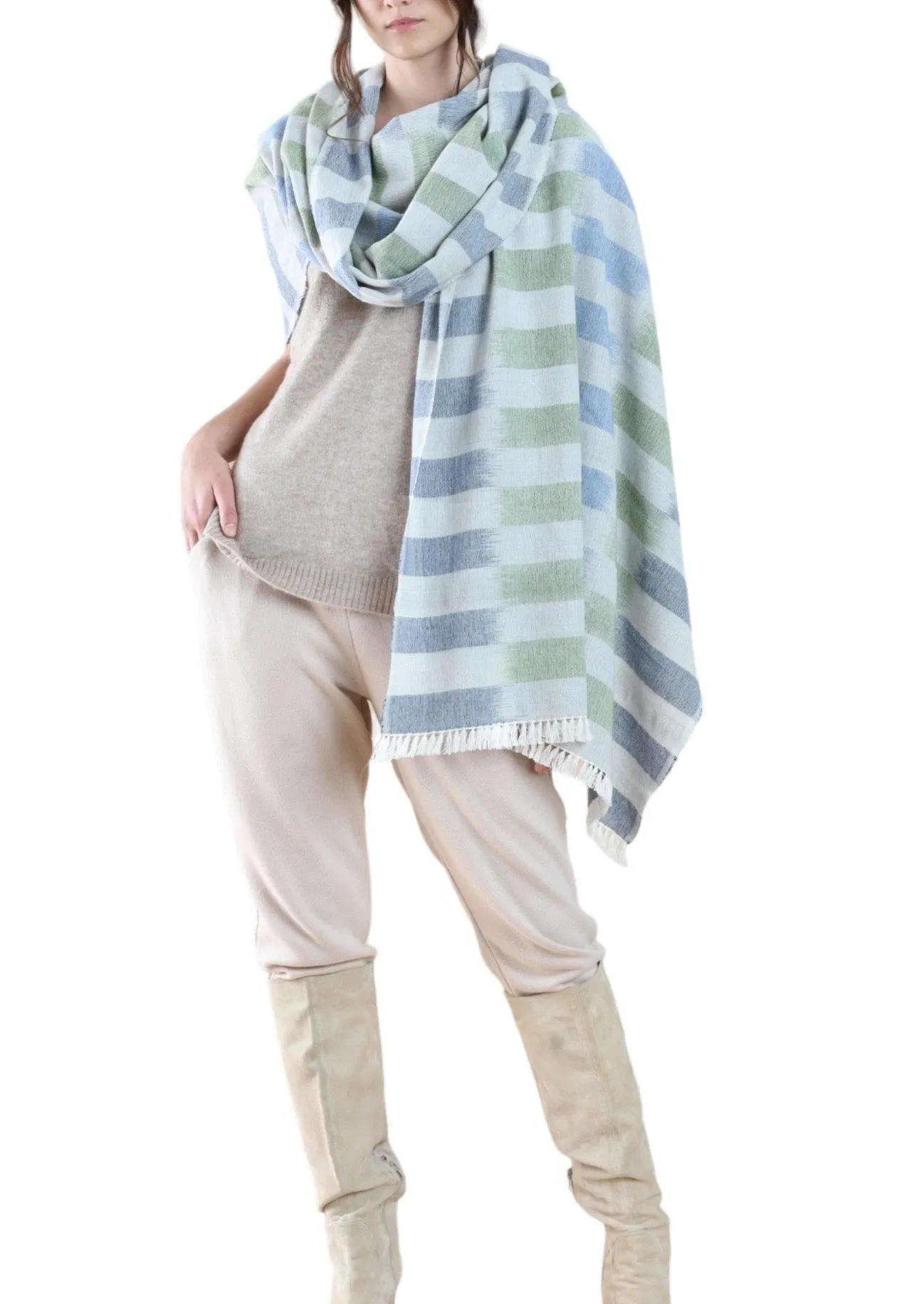 IKAT WRAP  OCEAN BLUE & GREY