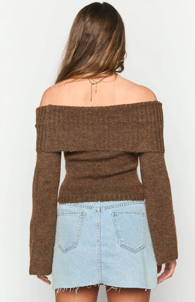 Joey Brown Off Shoulder Sweater