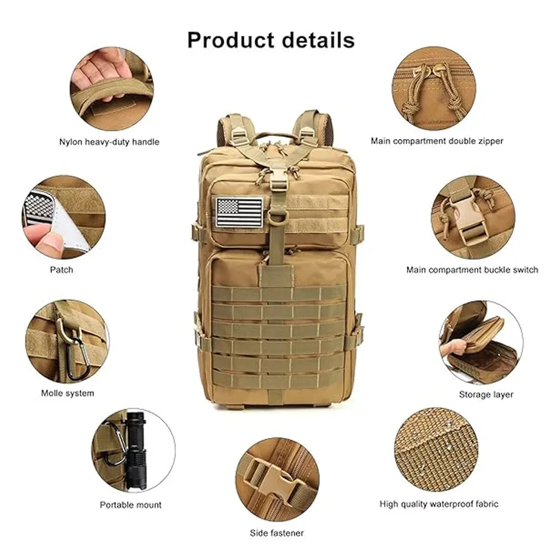 Maturelion Military Tactical Backpack Large Army 3 Day Assault Pack Molle Bag Rucksack