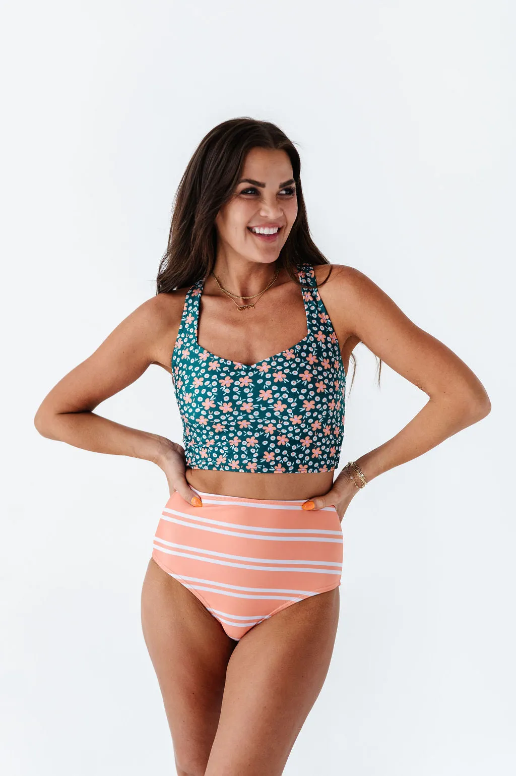 Mid Rise Bottoms in Summer Sherbet Stripe