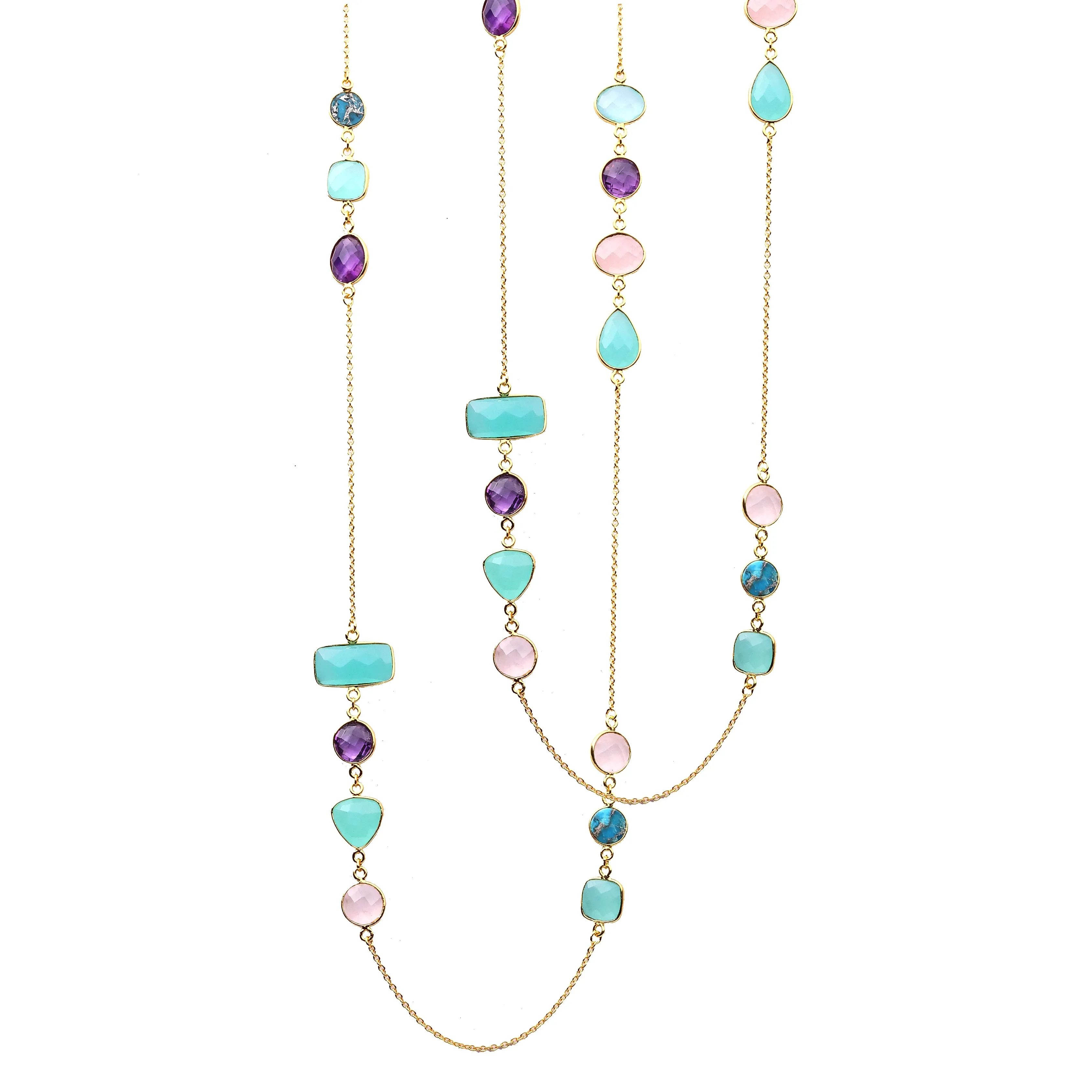 Necklace - Amethyst, Aqua Chalcedony, Turquoise & Rose Quartz