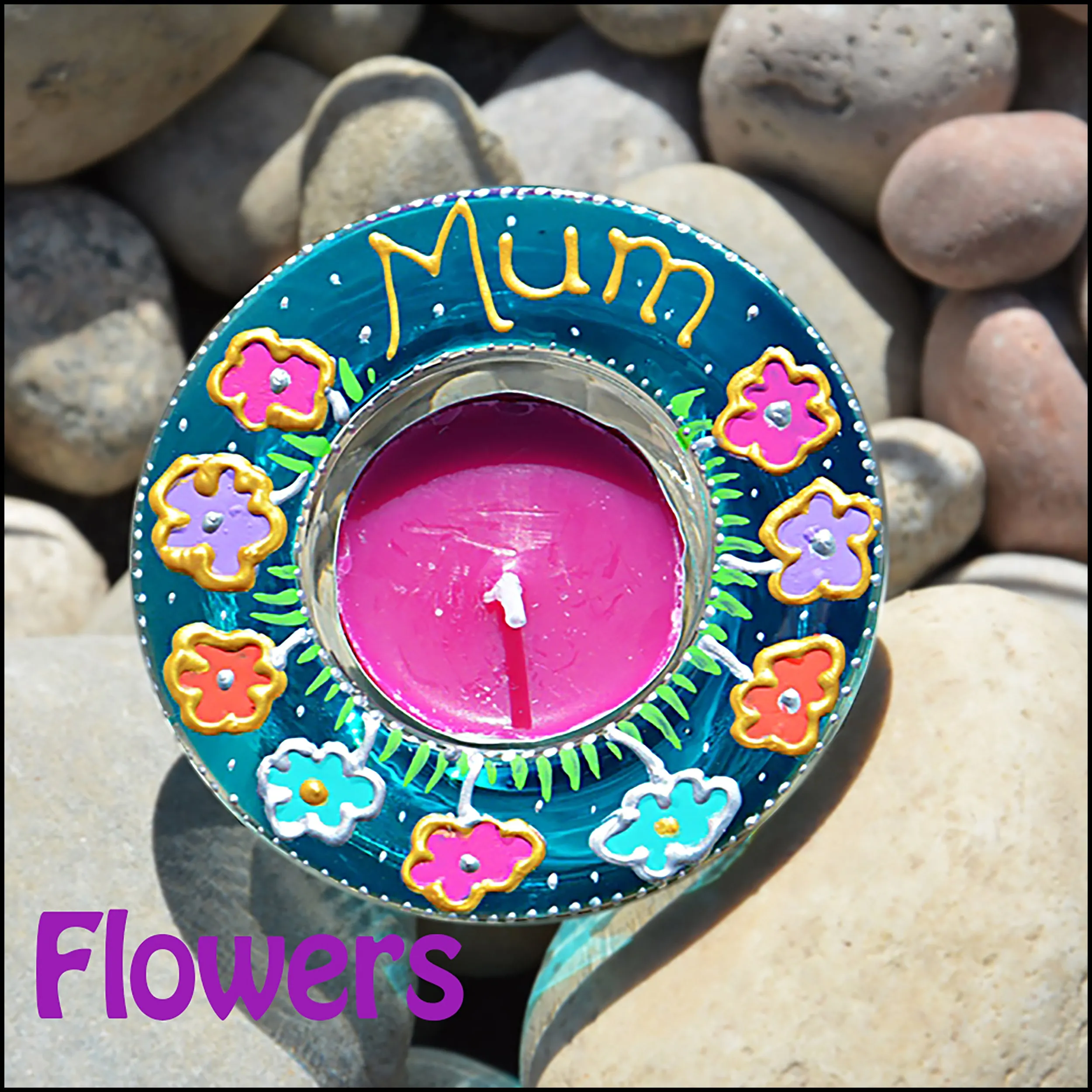 Personalised BEST MUM Decorated Candleholder