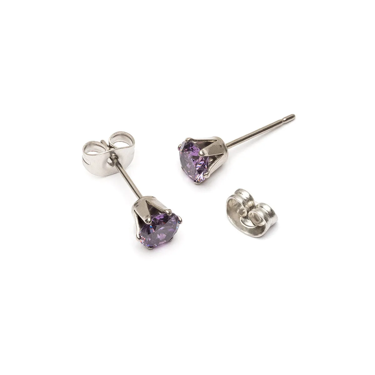 Purple Crystal Titanium Stud Earrings