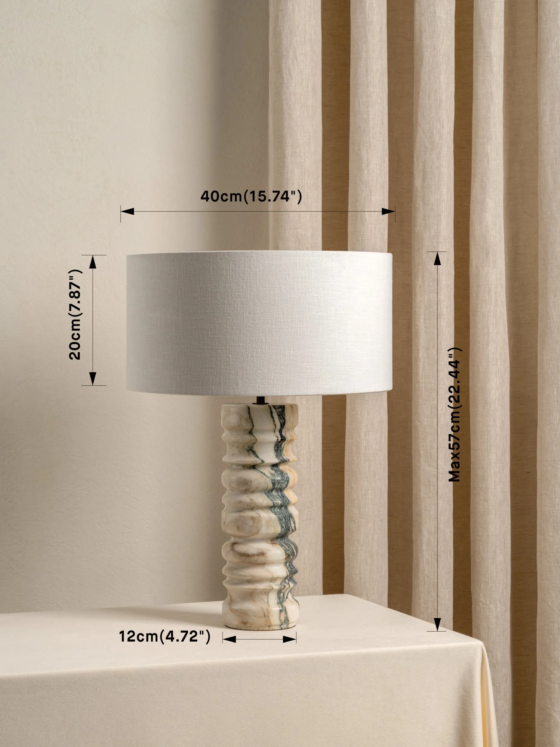 Renee - large Voila Calacatta marble table lamp