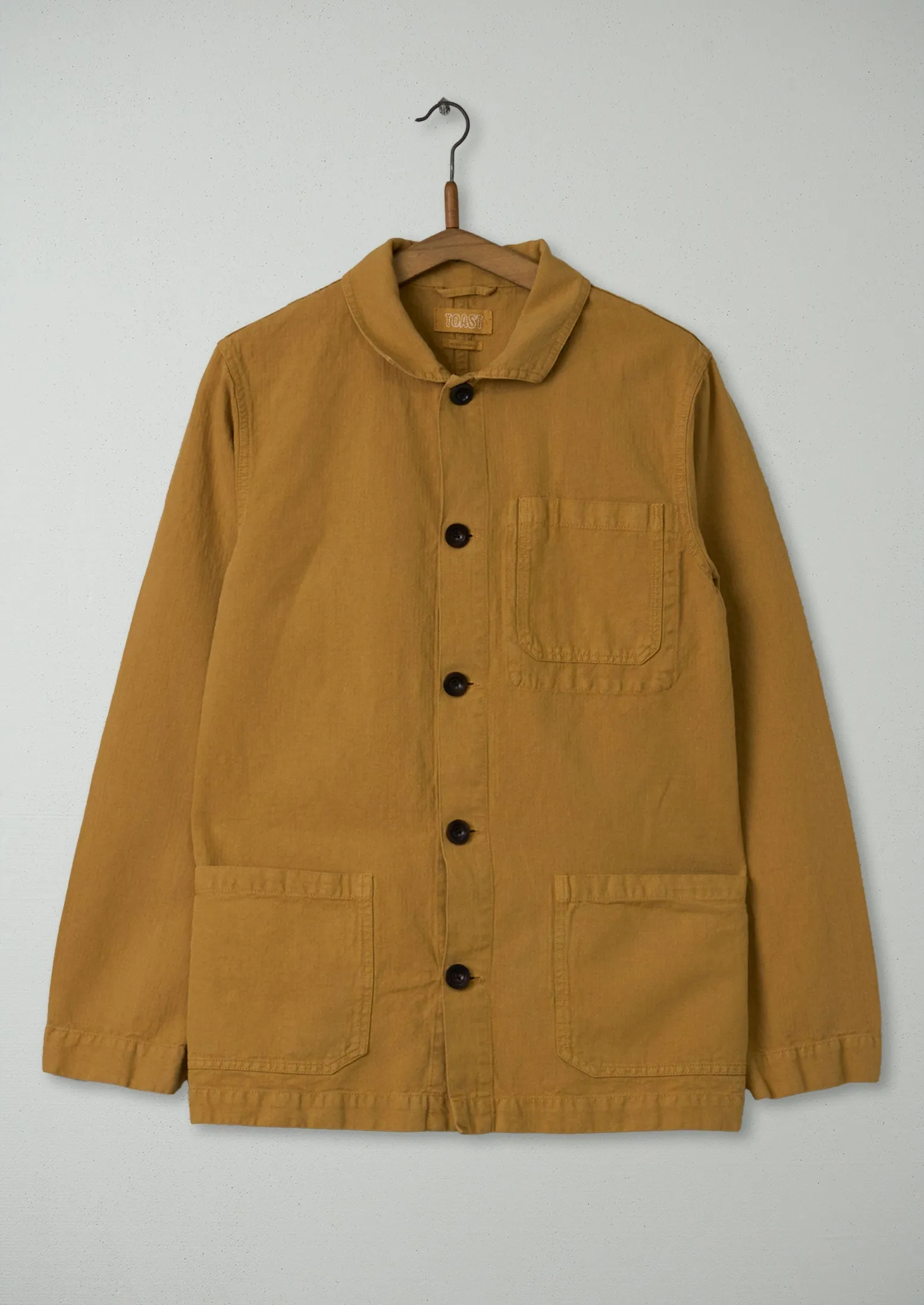 Reworn Mens Herringbone Jacket Size S (011) | Mustard