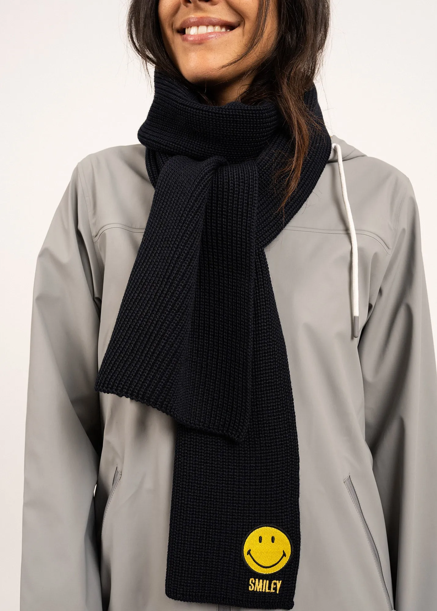 Smiley wool scarf - SAINT JAMES x Smiley (NAVY)