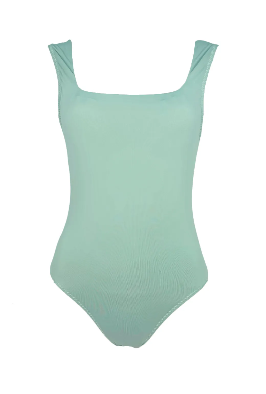 Square Neck One-Piece Swim - Sea Glass