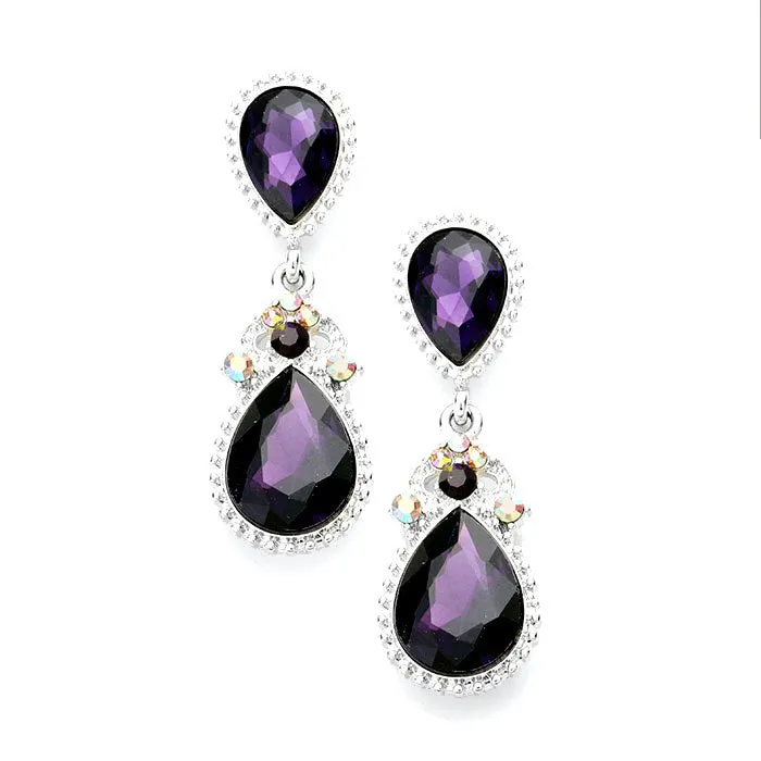 Victorian Teardrop Crystal Rhinestone Evening Earrings