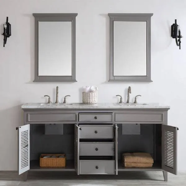 Vinnova Piedmont 72 Transitional Grey Double Sink Vanity Set 708072-GR-CA