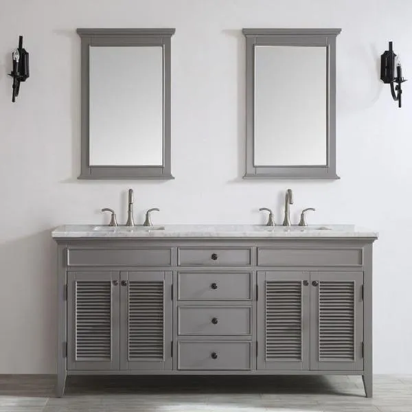 Vinnova Piedmont 72 Transitional Grey Double Sink Vanity Set 708072-GR-CA