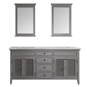 Vinnova Piedmont 72 Transitional Grey Double Sink Vanity Set 708072-GR-CA