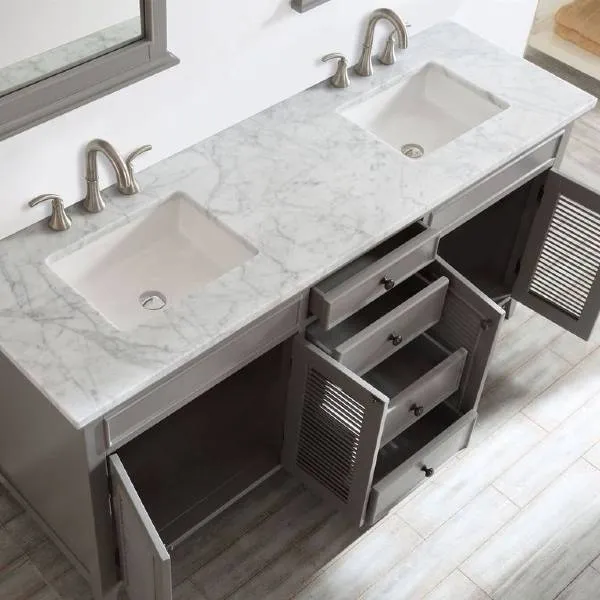 Vinnova Piedmont 72 Transitional Grey Double Sink Vanity Set 708072-GR-CA