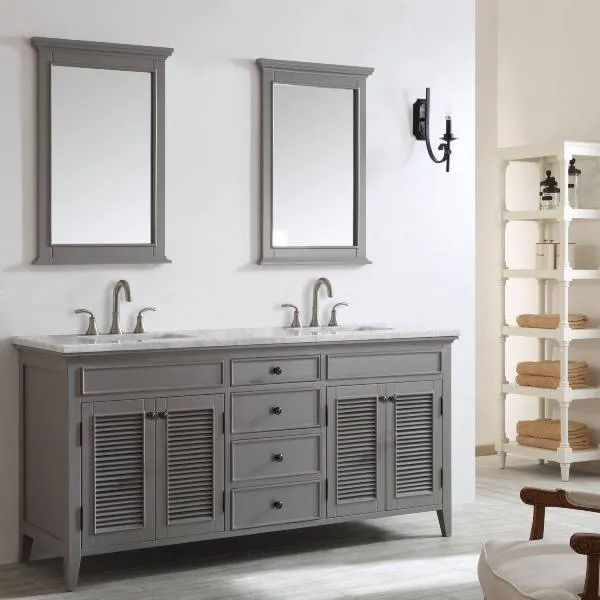 Vinnova Piedmont 72 Transitional Grey Double Sink Vanity Set 708072-GR-CA