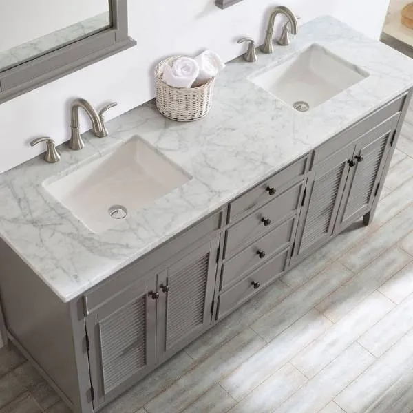 Vinnova Piedmont 72 Transitional Grey Double Sink Vanity Set 708072-GR-CA