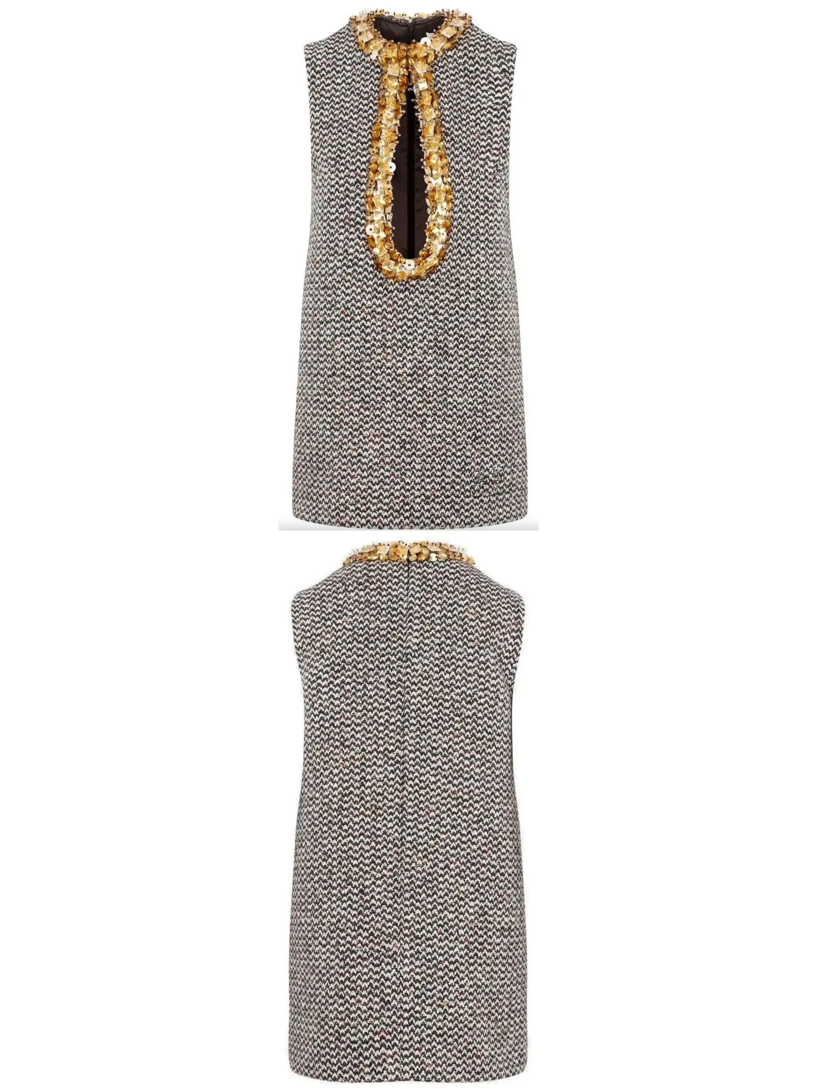 Women’s Embellished Boucle-Tweed Sleeveless Mini Dress