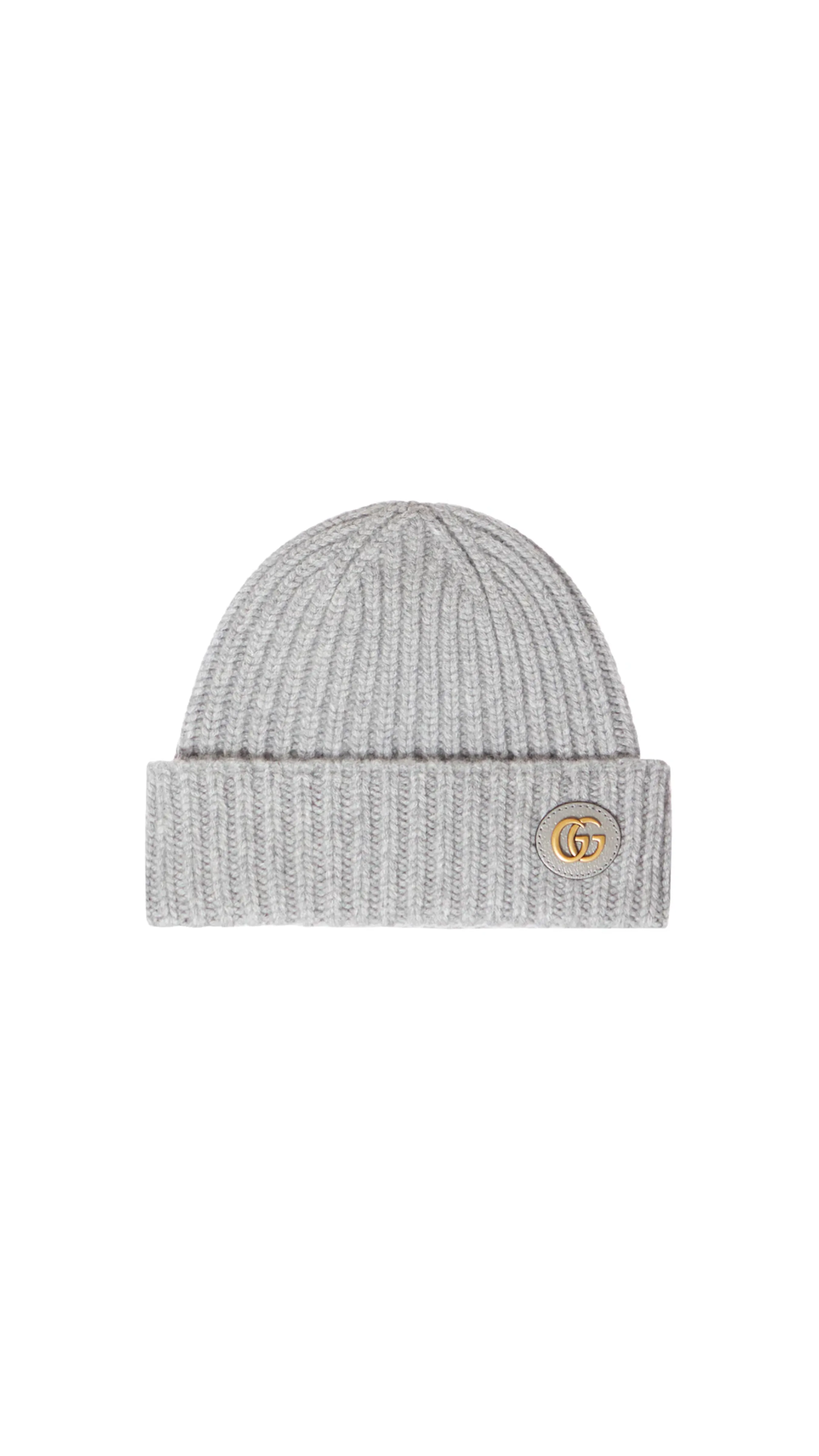 Wool Cashmere Hat With Double G - Grey