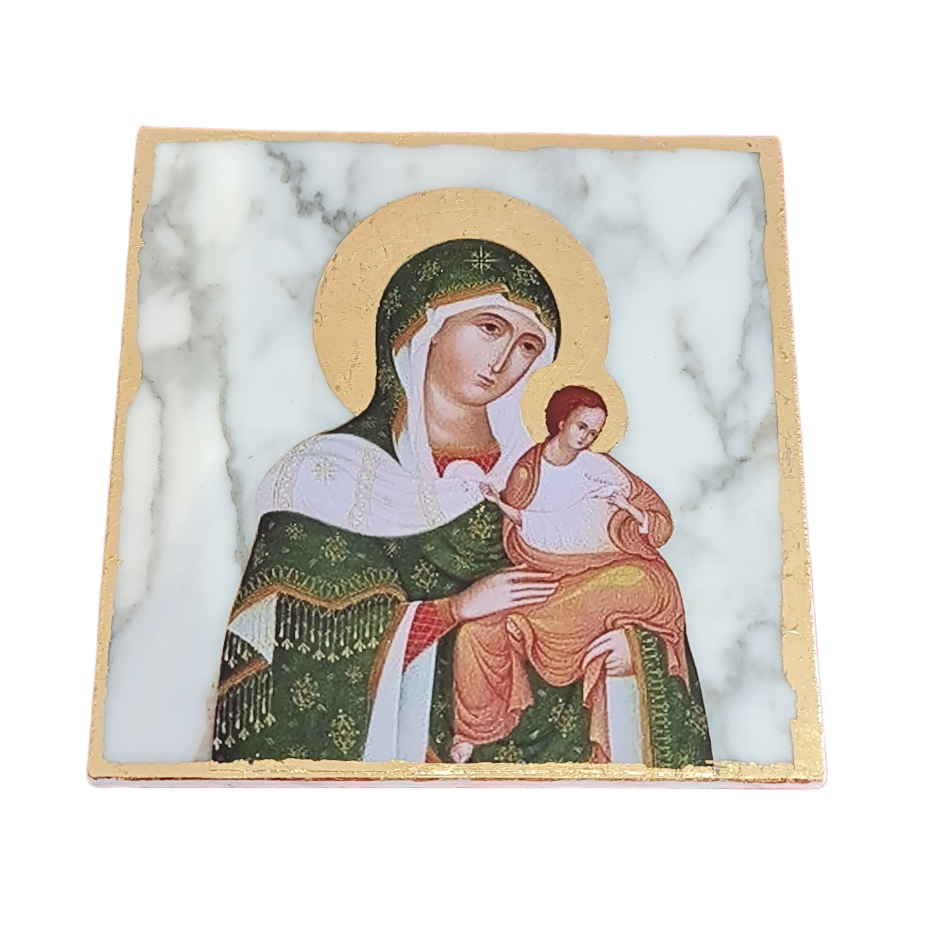 z Panayia Icon Marble Stone Green